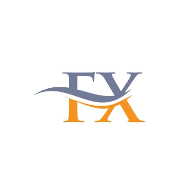 İlk bağlı harf FX logo tasarımı. Modern modayla modern harf FX logo tasarım vektörü