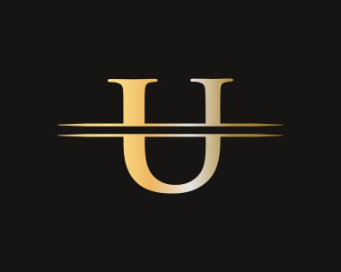 Mektup logosu. İlk U harfi iş logosu tasarım vektör şablonu