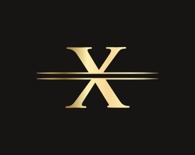 Lüks konseptli modern X harfi. İş ve şirket kimliği için Modern X Logosu Tasarımı. X logo tasarımı