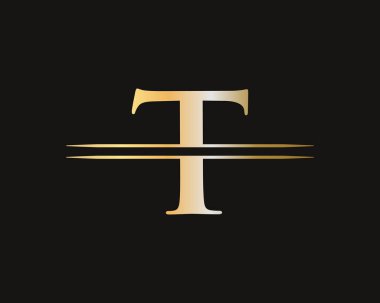 T logosu tasarım vektörü. Swoosh harfi T logosu tasarımı