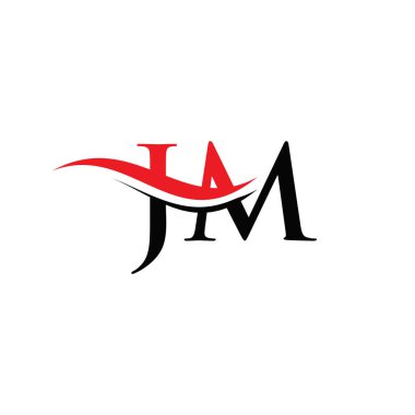 JM Logo tasarım vektörü. Swoosh harfli JM logo tasarımı
