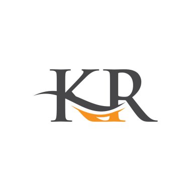 KR Logo tasarım vektörü. Swoosh harfli KR logo tasarımı