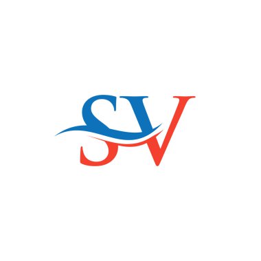 Su Dalgası SV Logo Vektörü. Swoosh Letter SV Logo Tasarımı İş ve şirket kimliği.