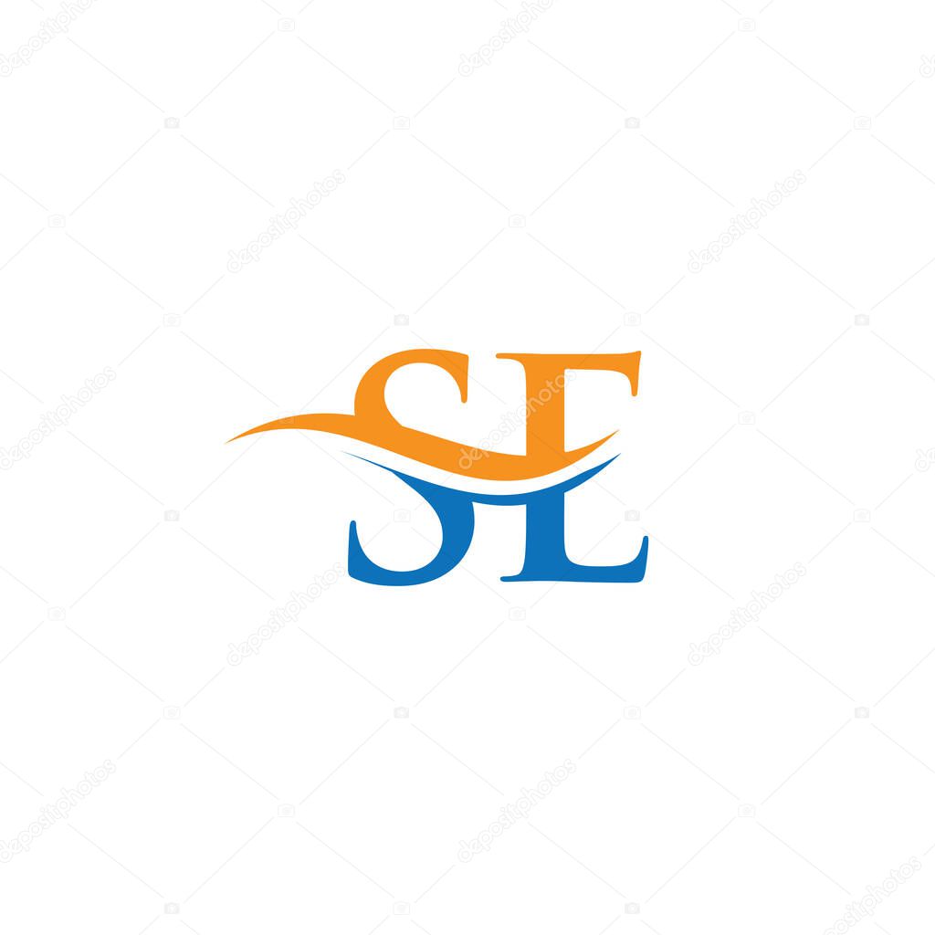 Swoosh Letter SE Logo Design for business and company identity. Water Wave SE Logo with modern trendy