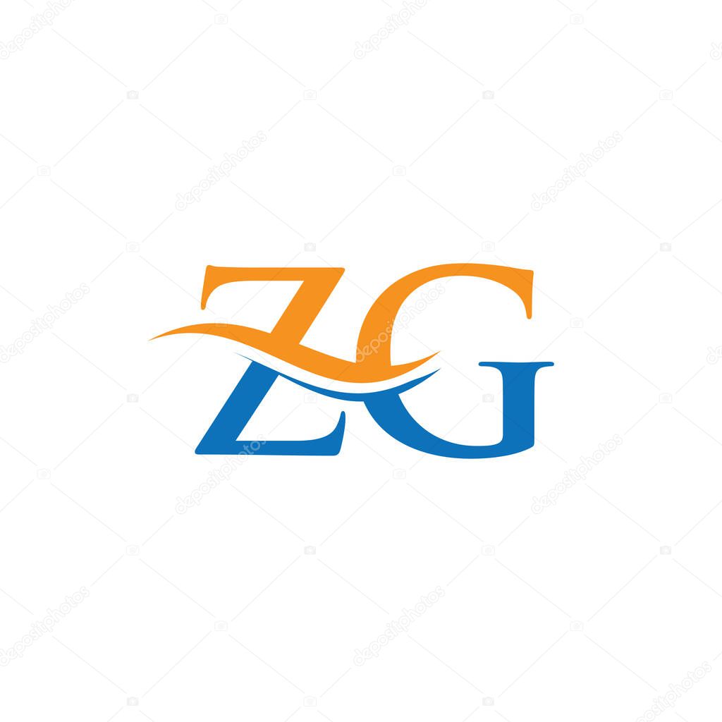 Water Wave ZG Logo Vector. Swoosh Letter ZG Logo Design for business and company identity.