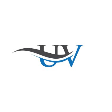 Su Dalgası UV Logo Vektörü. Swoosh Letter UV Logo Tasarımı İş ve şirket kimliği.