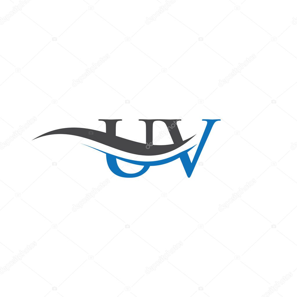 Water Wave UV Logo Vector. Swoosh Letter UV Logo Design for business and company identity.