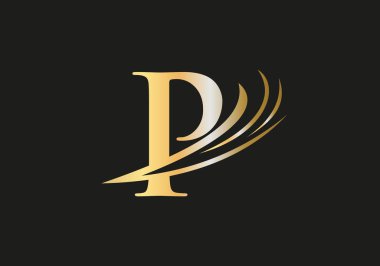 P logosu tasarımı. Modern modaya uygun P Logo Harf Tasarım Şablonu Elemanı.