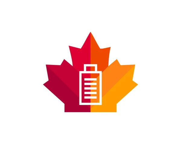 Projekt Logo Maple Battery Kanadyjskie Logo Baterii Czerwony Liść Klonu — Wektor stockowy