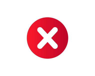 Çapraz işaret simgesi. Reddet, kapat, yanlış işaret sembolü. Olumsuz kontrol işareti simgesi düz simgesi