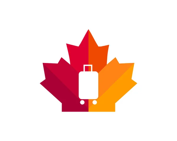 Maple Travel Bag Logo Design Canadian Travel Logo Rotes Ahornblatt — Stockvektor