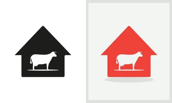Σχεδιασμός Λογότυπου Cow House Λογότυπο Γεωργίας Φορέα Έννοια Αγελάδας Σχεδιασμός — Διανυσματικό Αρχείο