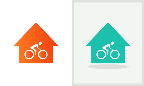 Projekt Logo Rowerzysty Logo Domu Wektorem Koncepcji Cyklu Projektowanie Logo — Wektor stockowy
