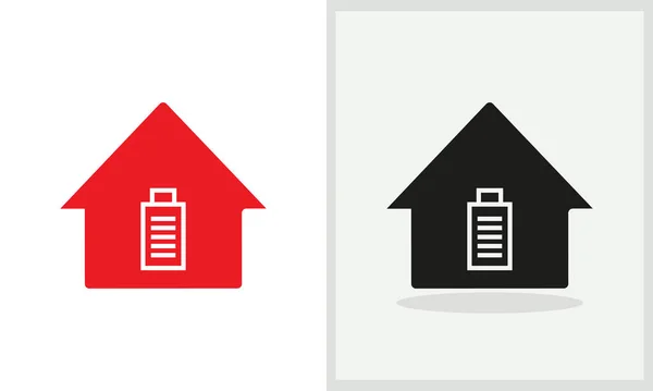 Akkumulátor Ház Logó Design Házi Logó Akkumulátor Koncepció Vektorral Akkumulátor — Stock Vector