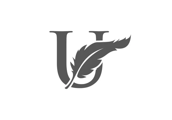 Design Del Logo Piuma Con Vettore Lettera Legge Logo Con — Vettoriale Stock