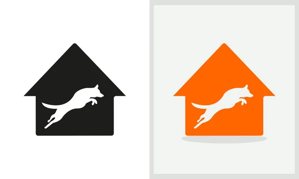 Дизайн Логотипу Pet House Домашній Логотип Вектором Концепції Стрибки Собаки — стоковий вектор
