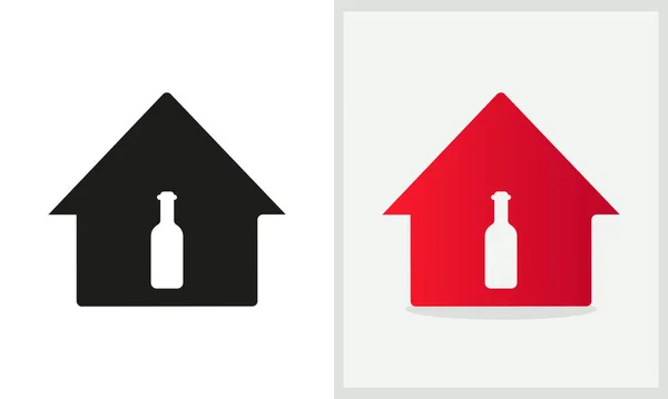 Design Logotipo Wine House Logotipo Casa Com Vetor Conceito Garrafa —  Vetores de Stock