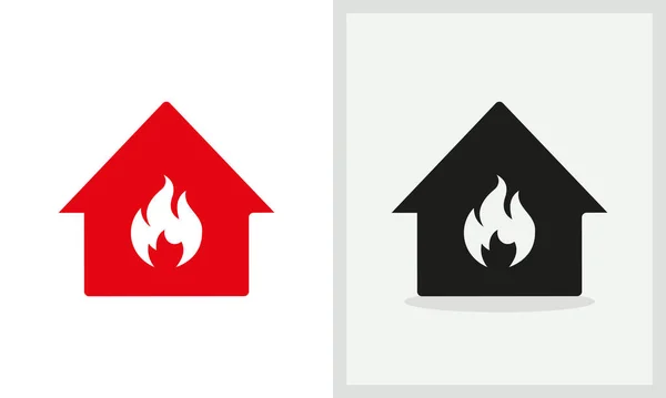 Σχεδιασμός Λογότυπου Της Πυροσβεστικής Λογότυπο Σπιτιού Διάνυσμα Έννοιας Πυρκαγιάς Σχεδιασμός — Διανυσματικό Αρχείο
