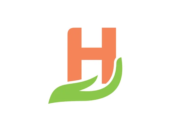 ハンドコンセプトのH文字ロゴ Hロゴデザイン — ストックベクタ