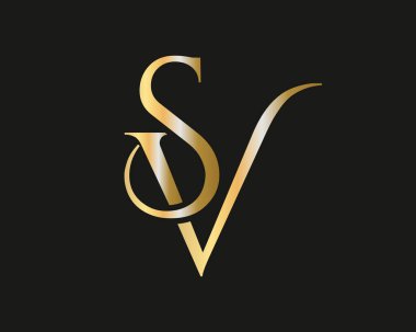 Initial Gold SV letter logo design. VS logo design with creative and luxury concept
