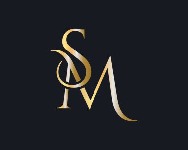 Initial Monogram Letter MS Logo Design Vector. SM logo design clipart