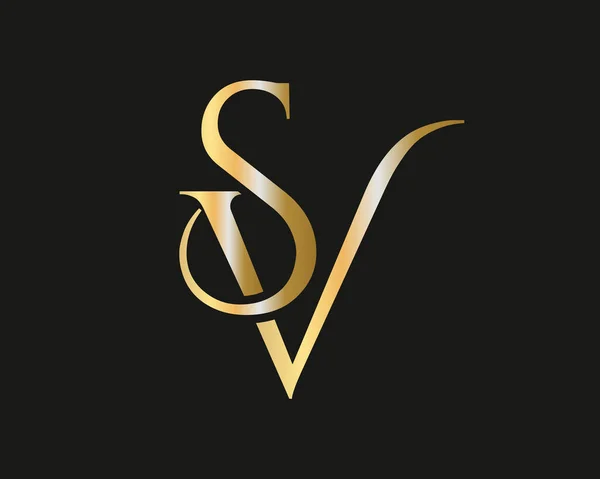 Initial Gold SV letter logo design. VS logo design with creative and luxury concept