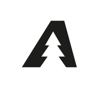 Pine tree Logo. Pine tree Icon. Pine Tree with A letter vector