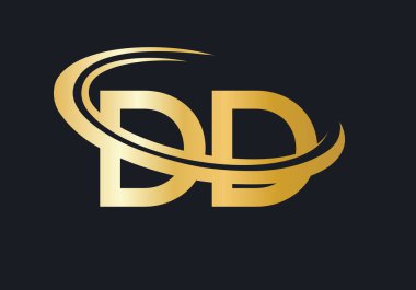 Baş harfi Gold DD logo tasarımı. DD logo tasarım vektör şablonu