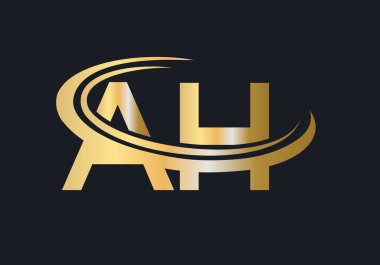 AH logosunun baş harfi. AH harfi logo tasarım vektör şablonu