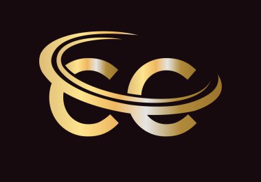 CC logo tasarımı. İlk CC harf logo tasarım vektör şablonu
