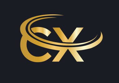 CX logo tasarımı. İlk CX harf logo tasarım vektör şablonu
