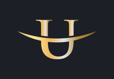 İlk Altın U harfi logo tasarımı. U logo tasarım vektör şablonu