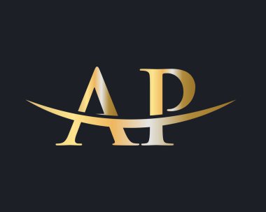 AP logo tasarımı. İlk AP harf logo tasarım vektör şablonu