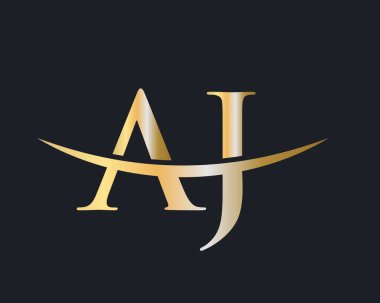 AJ Letter Logo 'yu iş ve şirket kimliği için bağladı. İlk Harf AJ Logo Vektör Şablonu