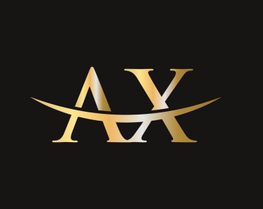 AX logo tasarımı. İlk AX harf logo tasarım vektör şablonu