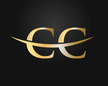 CC logo tasarımı. İlk CC harf logo tasarım vektör şablonu