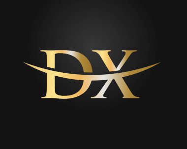 DX logo tasarımı. İlk DX harf logo tasarım vektör şablonu