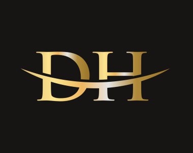 İlk DH logosu. DH harf logo tasarım vektör şablonu