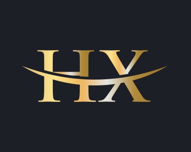 HX logo tasarımı. İlk HX harf logo tasarım vektör şablonu