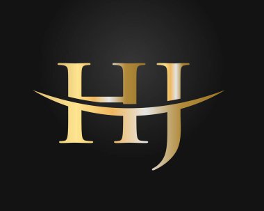 HJ logo tasarımı. İlk HJ harf logo tasarım vektör şablonu