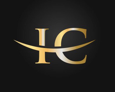 IC logo tasarımı. İlk IC harf logo tasarım vektör şablonu