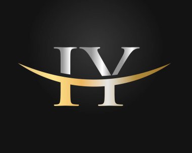Baş harfi Gold IY logo tasarımı. IY logo tasarım vektör şablonu