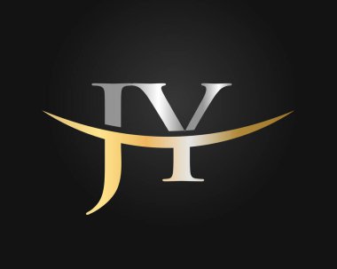 Baş harfleri Altın harfli logo tasarımı. JY logo tasarım vektör şablonu