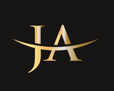 Baş harfleri JA logosu. JA harf logo tasarım vektör şablonu