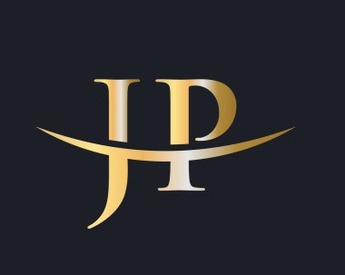 İlk Monogram Harf JP Logo Tasarım Vektörü. JP logo tasarımı