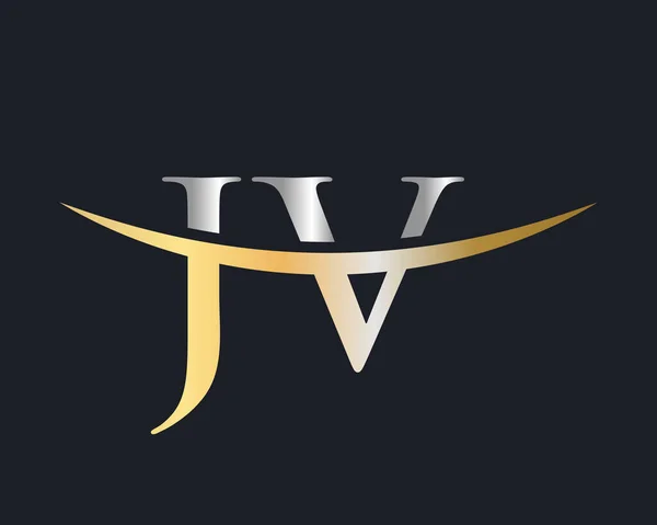 最初的合作标志 Jv字母标志设计向量模板 — 图库矢量图片