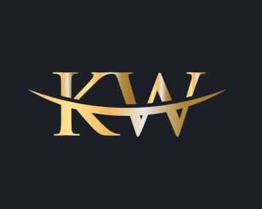İlk Monogram KW Logo Tasarım Vektörü. KW logo tasarımı
