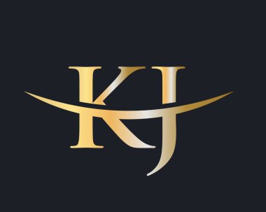 KJ logo tasarımı. İlk KJ harf logo tasarım vektör şablonu