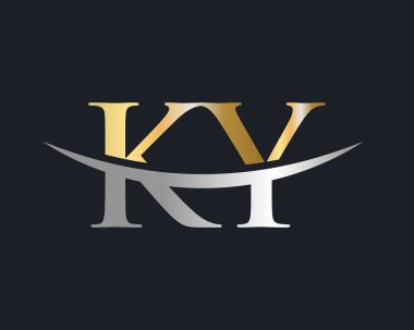 İlk Altın KY harf logosu tasarımı. KY logo tasarım vektör şablonu