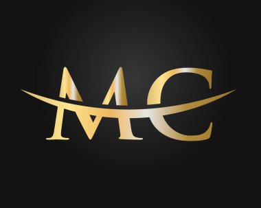 MC logo tasarımı. İlk MC harf logo tasarım vektör şablonu